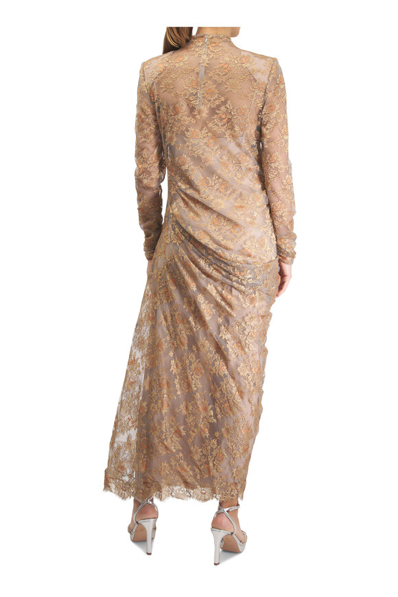 Valentino Blue, Gray & Bronze Lace Midi Dress - view 4