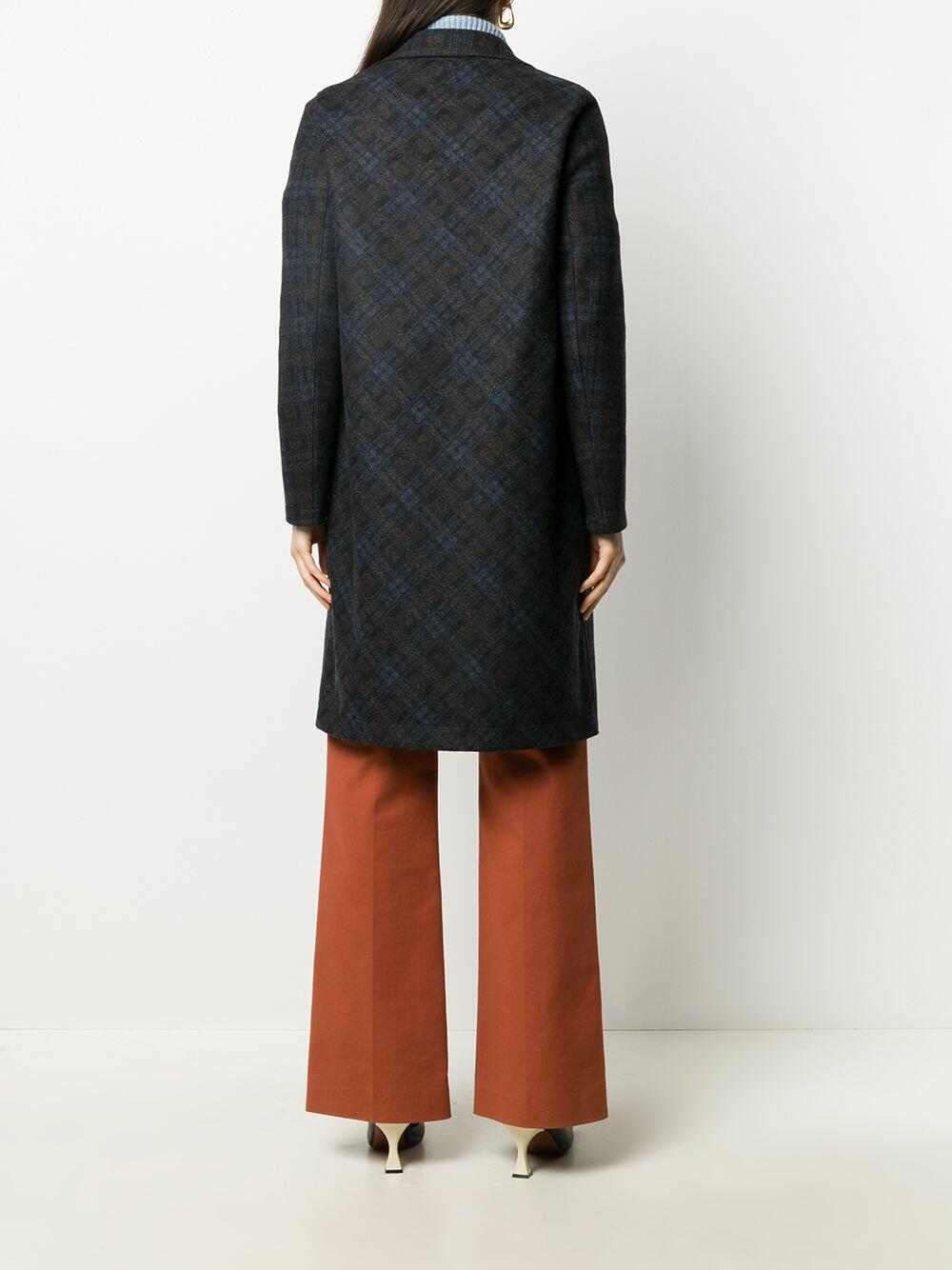 Harris Wharf - Navy Blue Tartan Wool & Cashmere Coat