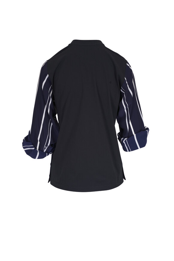 3.1 Phillip Lim - Black Long Sleeve Stripe Combo Shirt