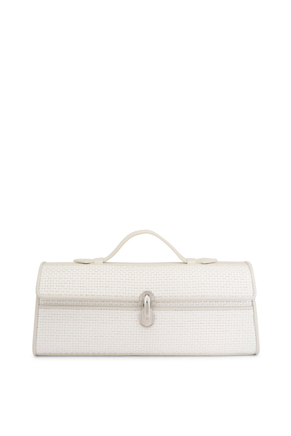 Savette Symmetry Pochette Ivory Raffia Top Handle Bag