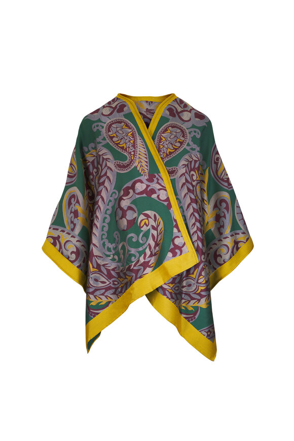 Etro Green Multi Print Cape