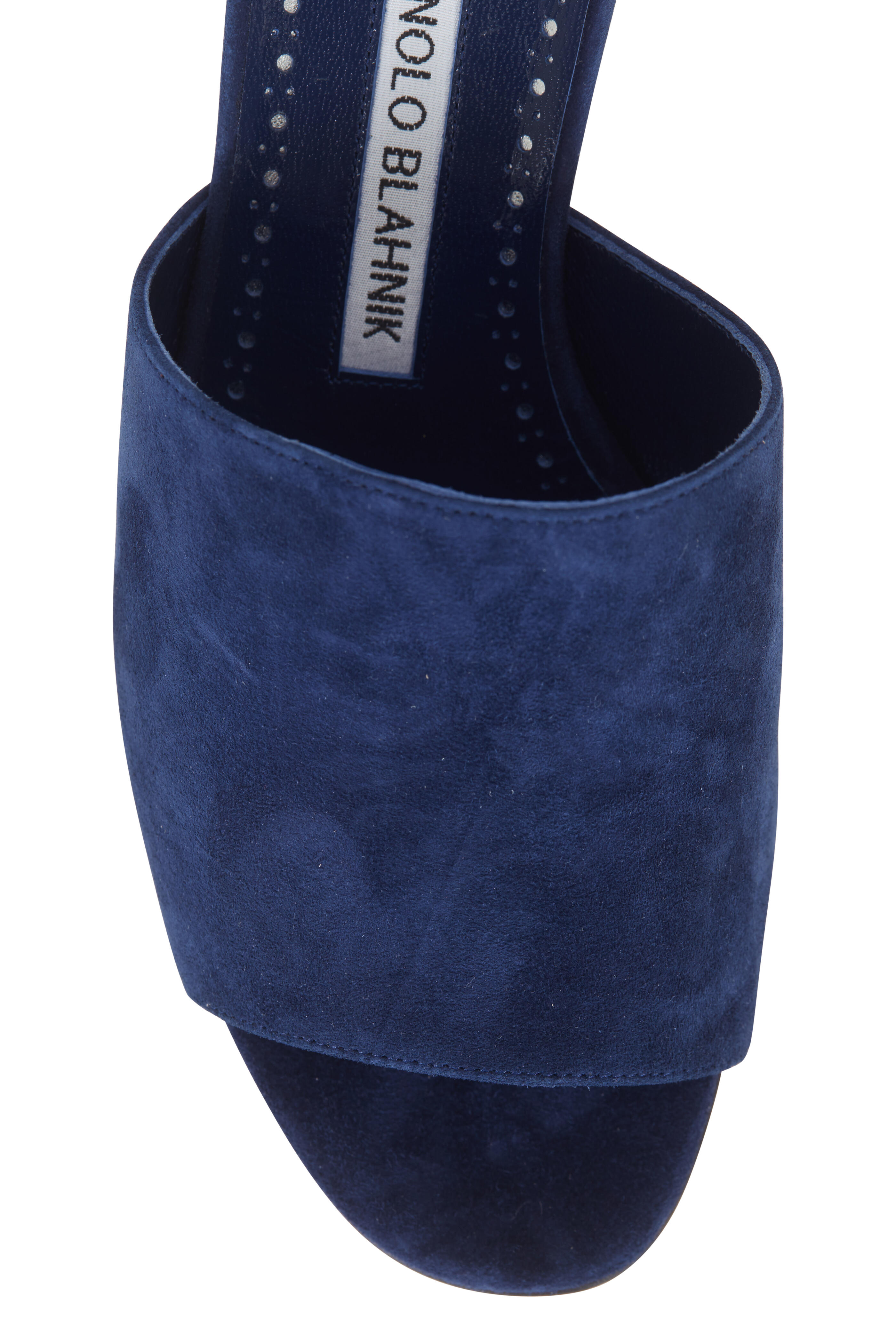 MANOLO BLAHNIK ネイビー サンダル　ミュール Manolo Blahnik - Rapallato Navy Blue Suede Slide Sandal, 50mm