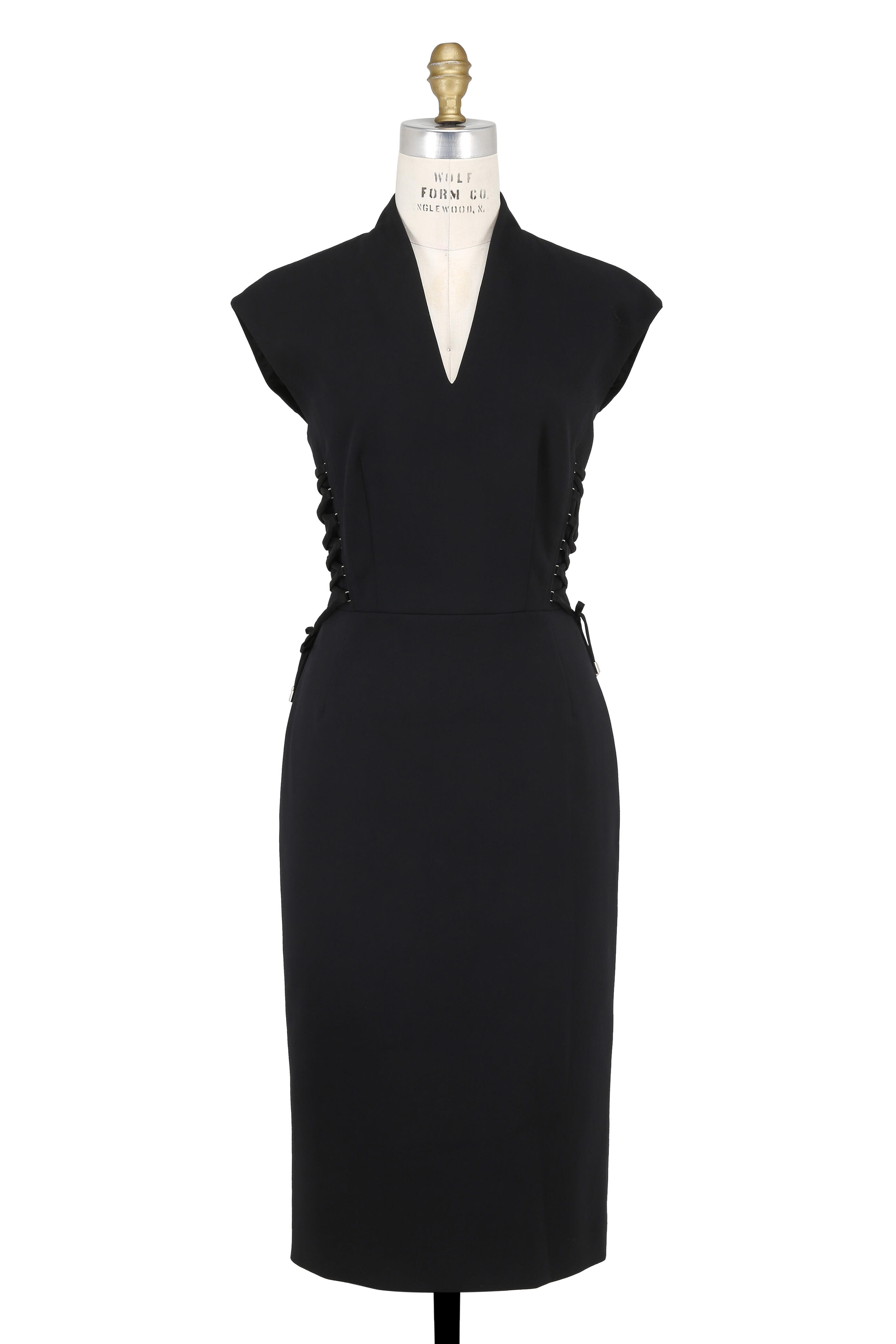Escada - Dwena Black Lace-Side Cap Sleeve Dress