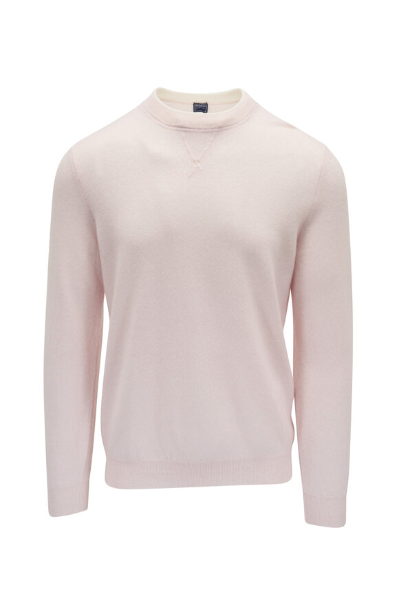 Fedeli Light Pink Cashmere & Linen Crewneck Sweater