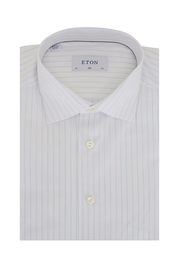 Eton - Light Blue Fine Stripe Cotton Dress Shirt