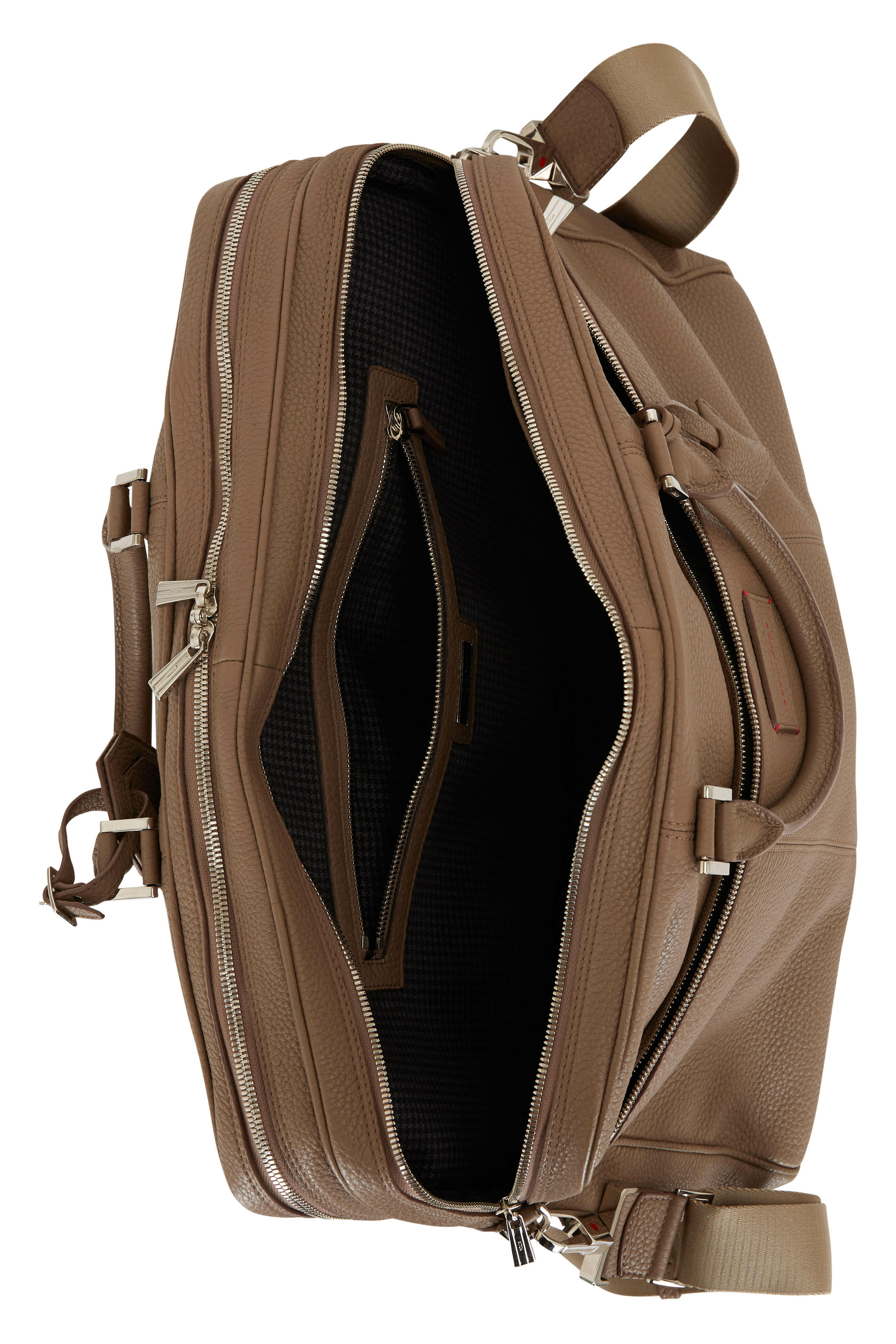 Kiton - Taupe Grained Leather Messenger Bag