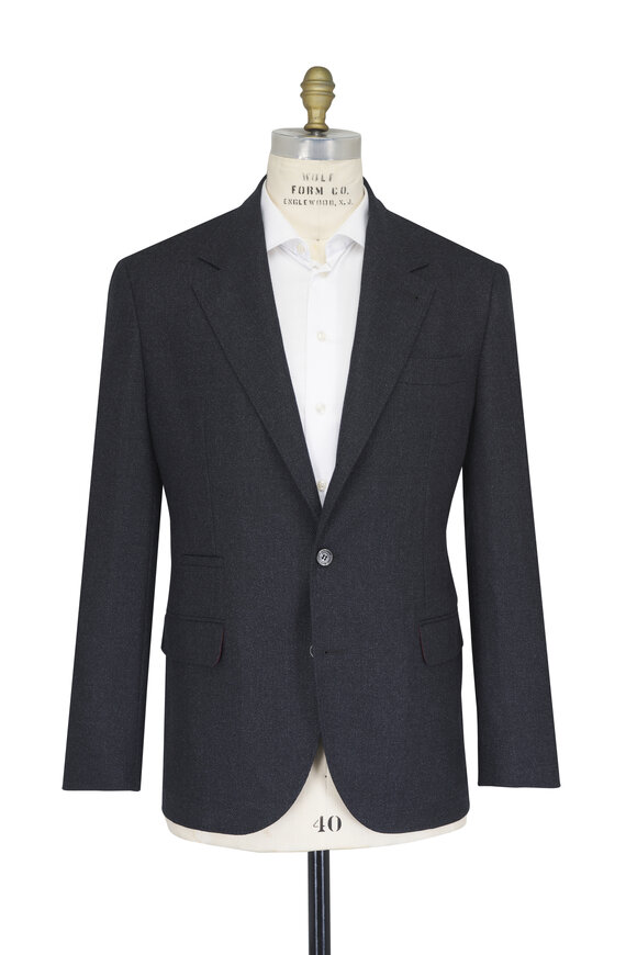 Brunello Cucinelli Anthracite Wool Mouliné Single-Breasted Jacket - view 3