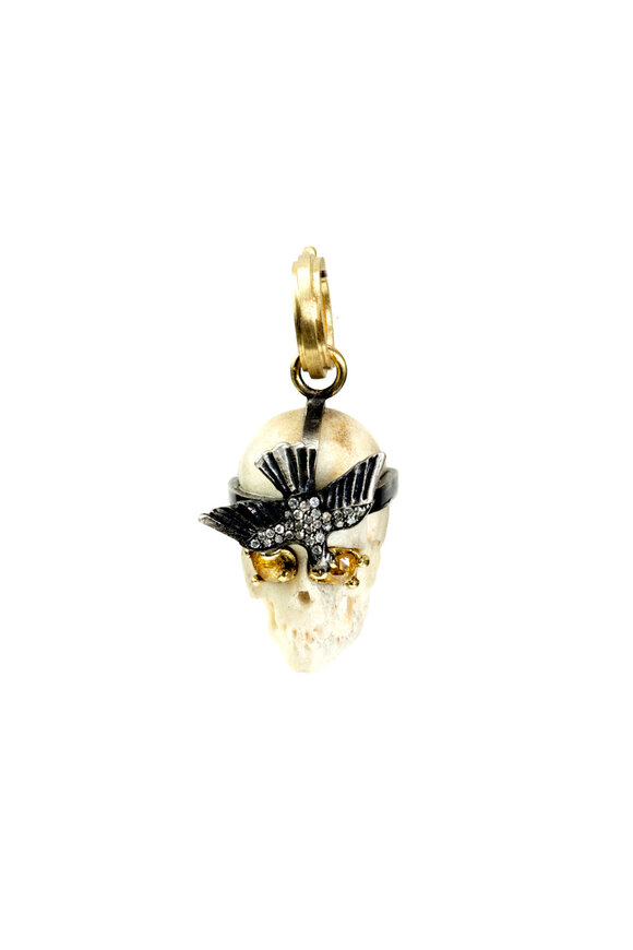 Sylva & Cie - 18K Gold & Silver Diamond Birdie Skull Pendant