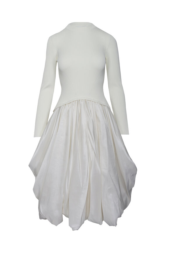Simkhai Kenlie Ivory Taffeta Balloon Midi Dress