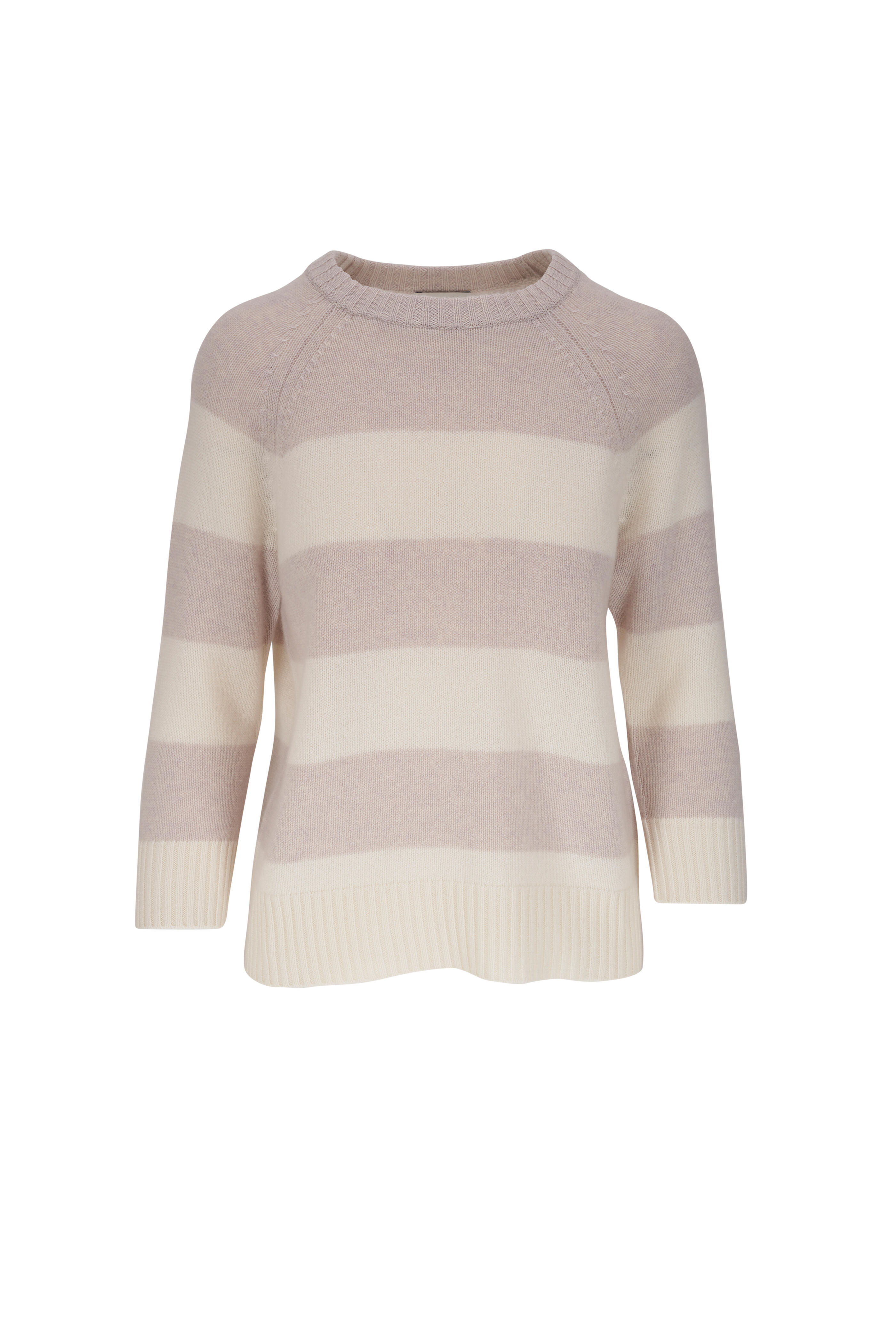 Almond & Grey Striped Cashmere Sweater