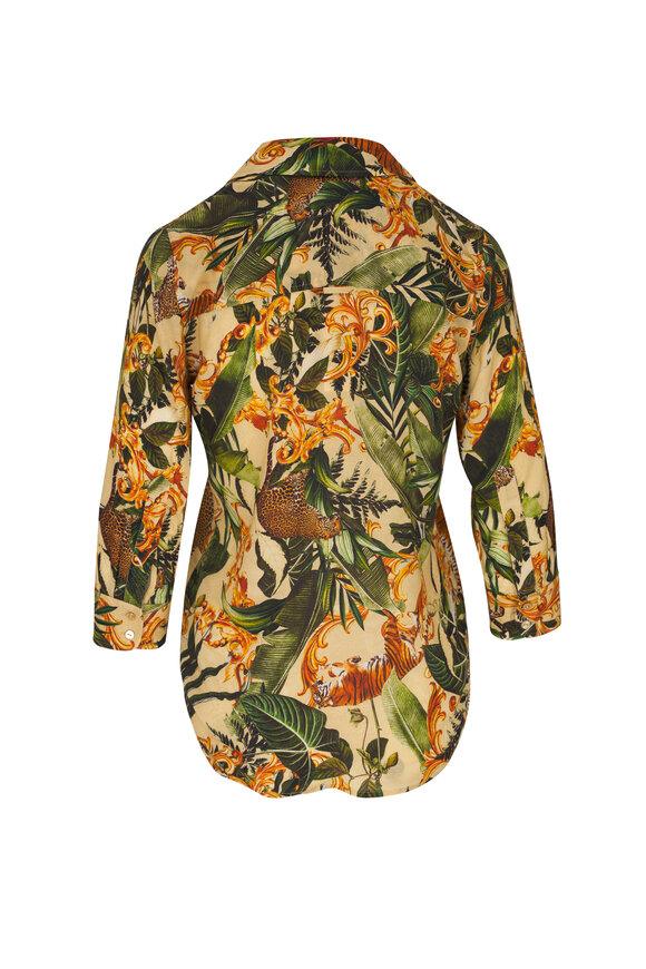 L'Agence - Camille Ecru Multi Jungle Print Blouse