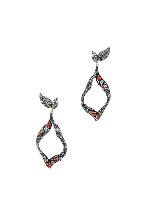 Loren Jewels - 14K Gold & Silver Multicolor Sapphire Earrings