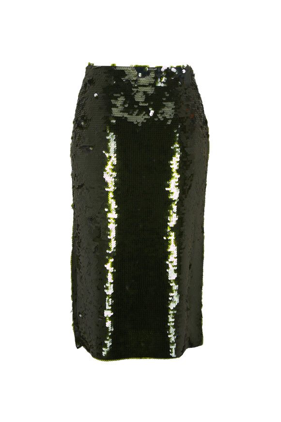 Carolina Herrera Forest Green Embellished Pencil Skirt - view 2