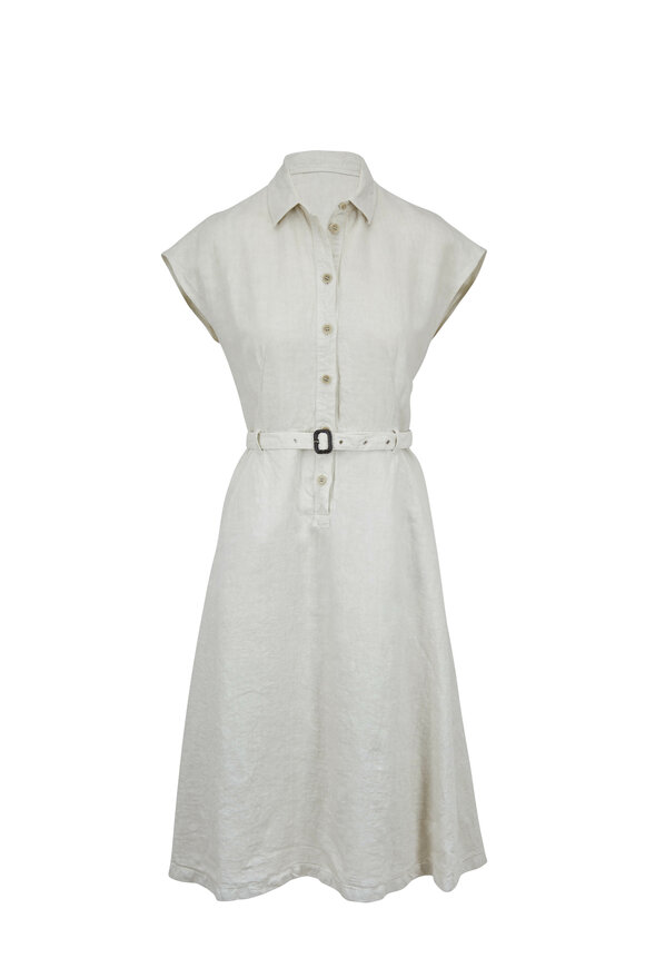 Aspesi - Beige Linen Cap-Sleeve Belted Dress