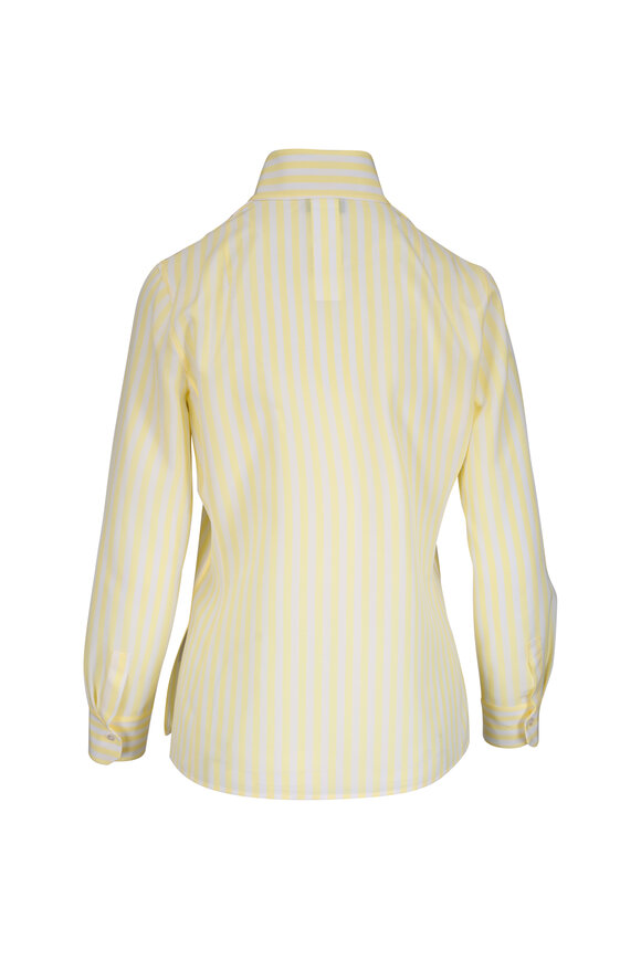 Akris Yellow & White Stripe Silk Crepe Shirt - view 3