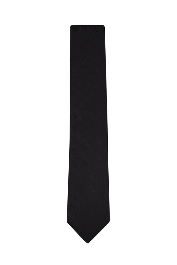 Tom Ford - Solid Black Silk & Cotton Necktie 