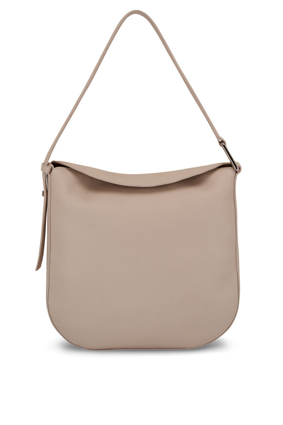 Akris Medium Anna Alabaster Leather Hobo Bag