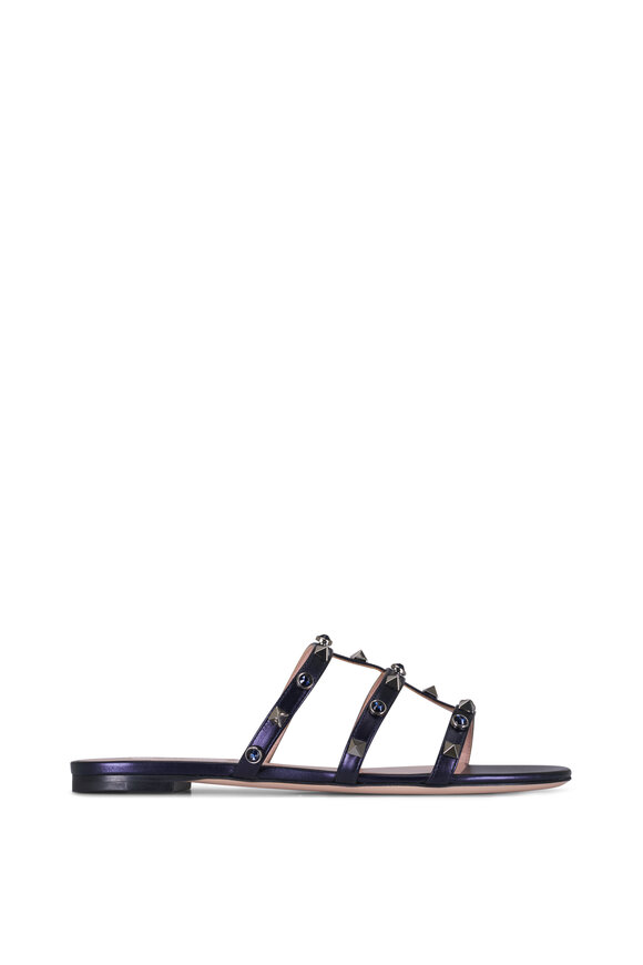 Valentino Garavani Rockstud Indigo Leather Sandal - view 2