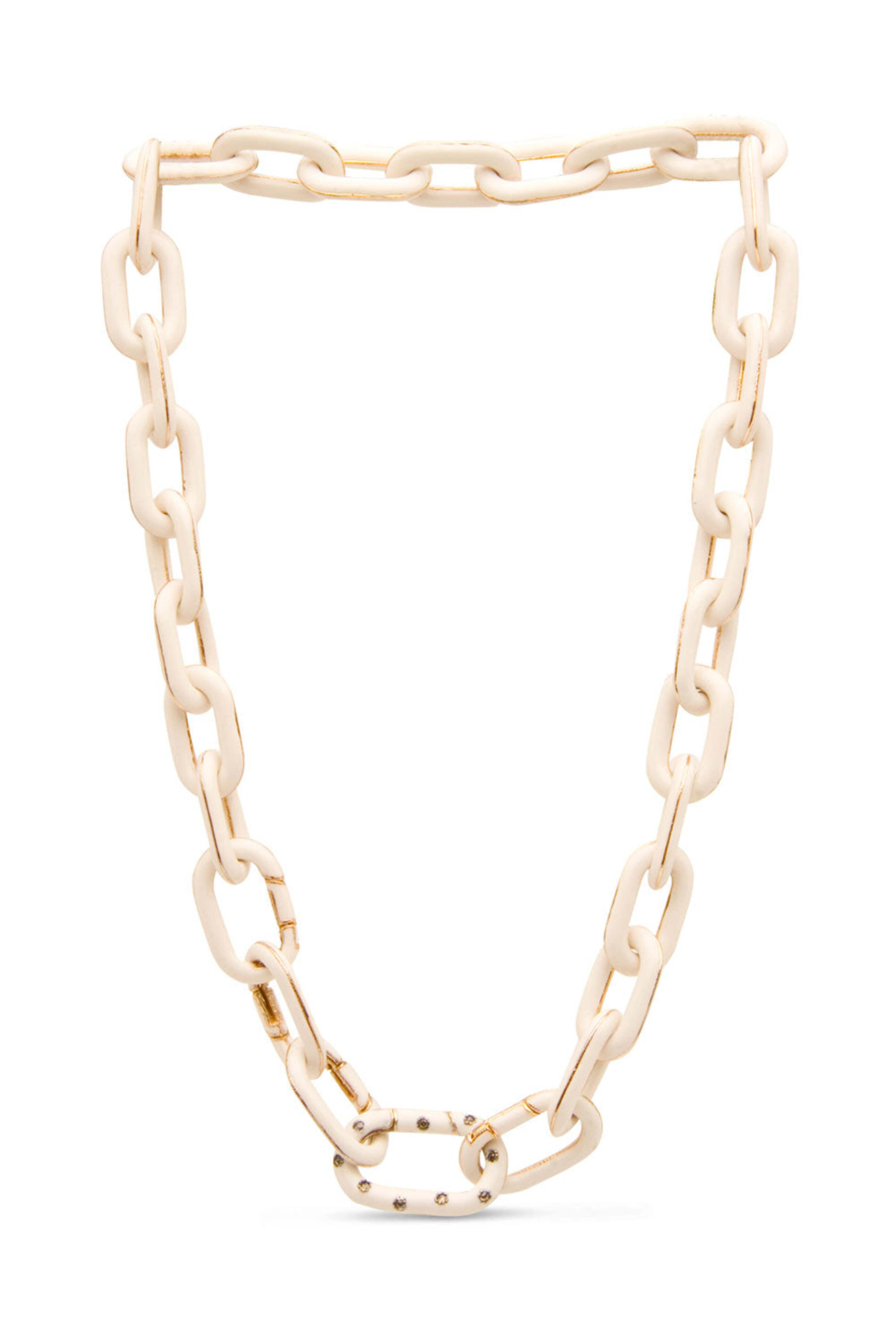 Royal Nomad Jewelry - Diamond and White Enamel Chain Necklace
