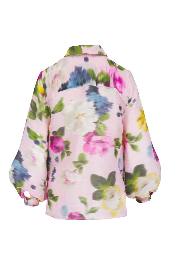Carolina Herrera Blush Floral Print Puff Sleeve Blouse - view 2