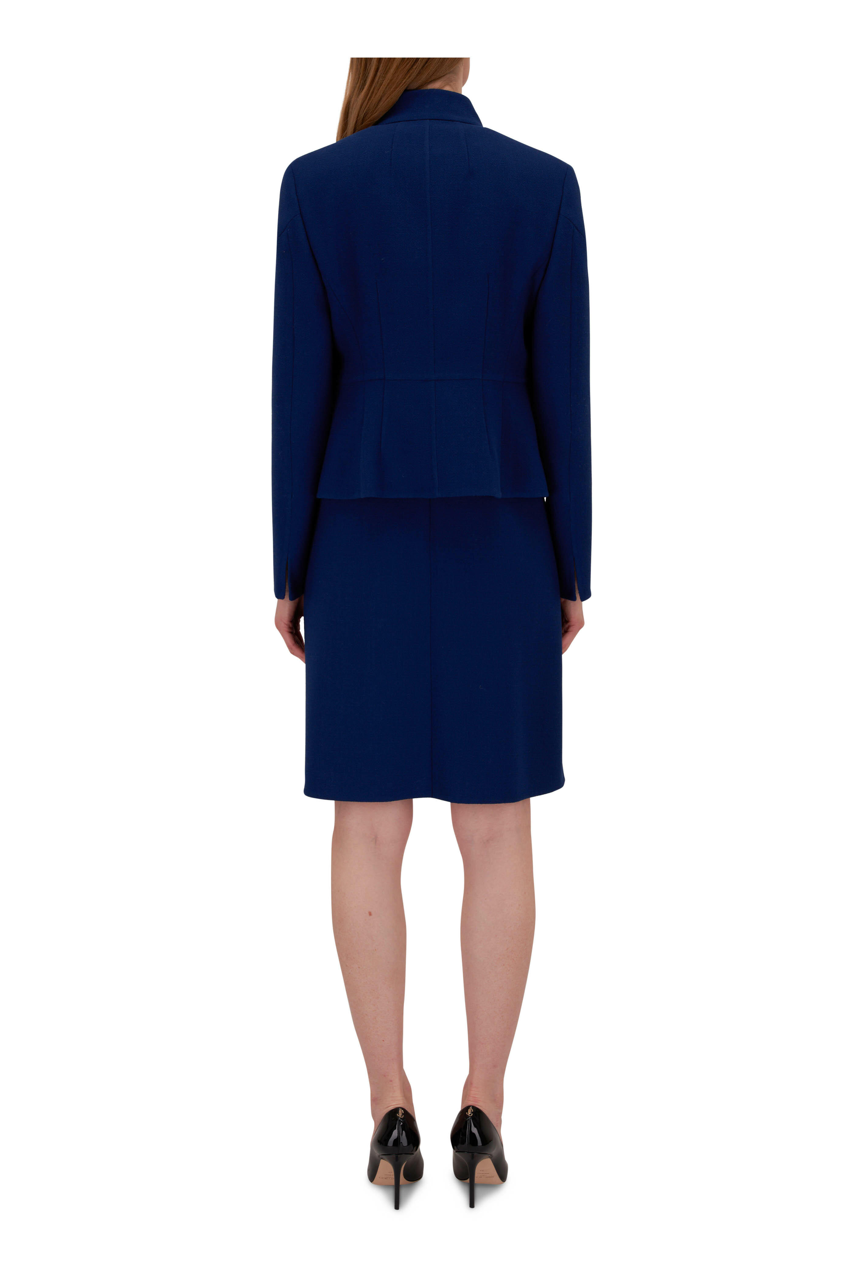 Akris - Tino Ink Blue Wool Crepe Short Jacket | Mitchell Stores