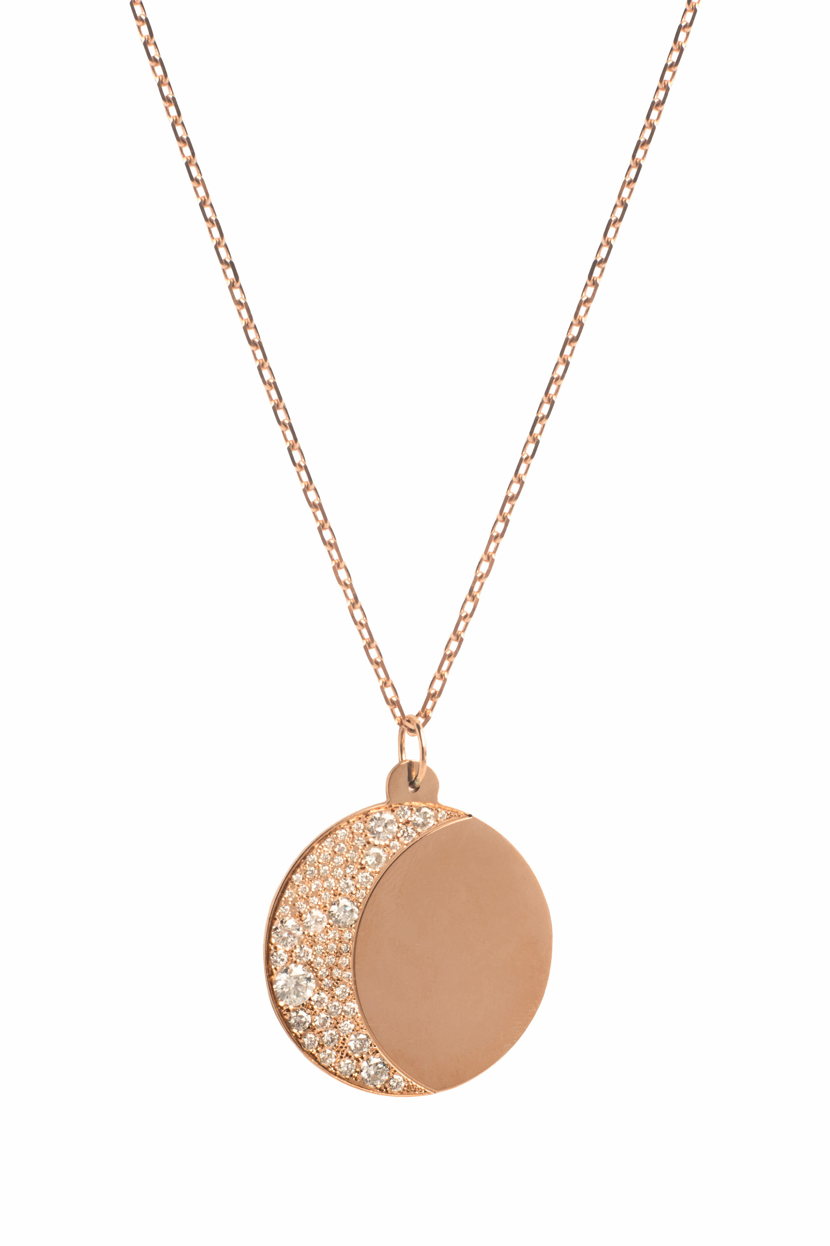 Genevieve Lau - Rose Gold Diamond XL Moon Necklace
