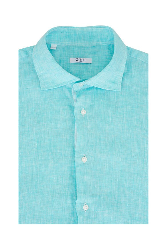 Tiki Mint Linen Sport Shirt