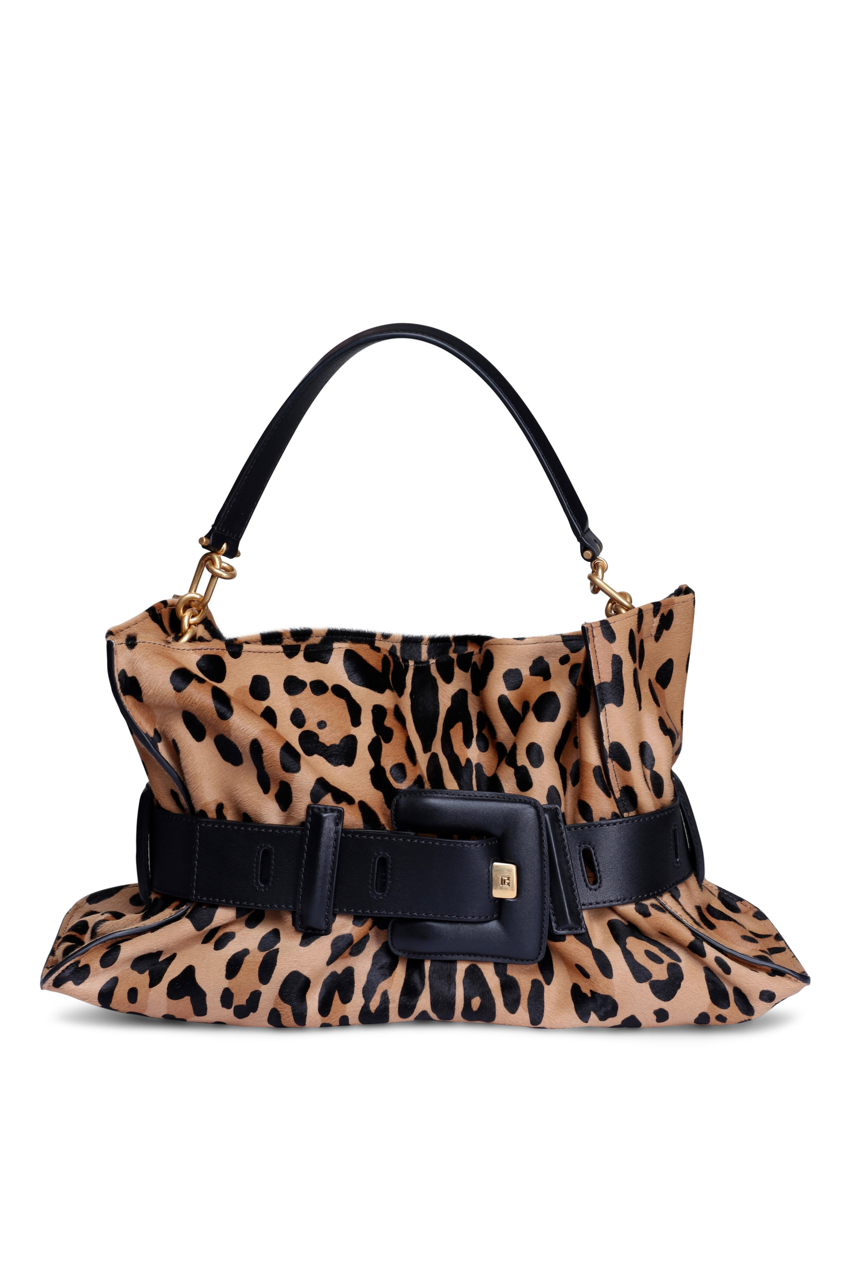 Balmain - Medium Anthem Buckle Shoulder Bag in Leopard