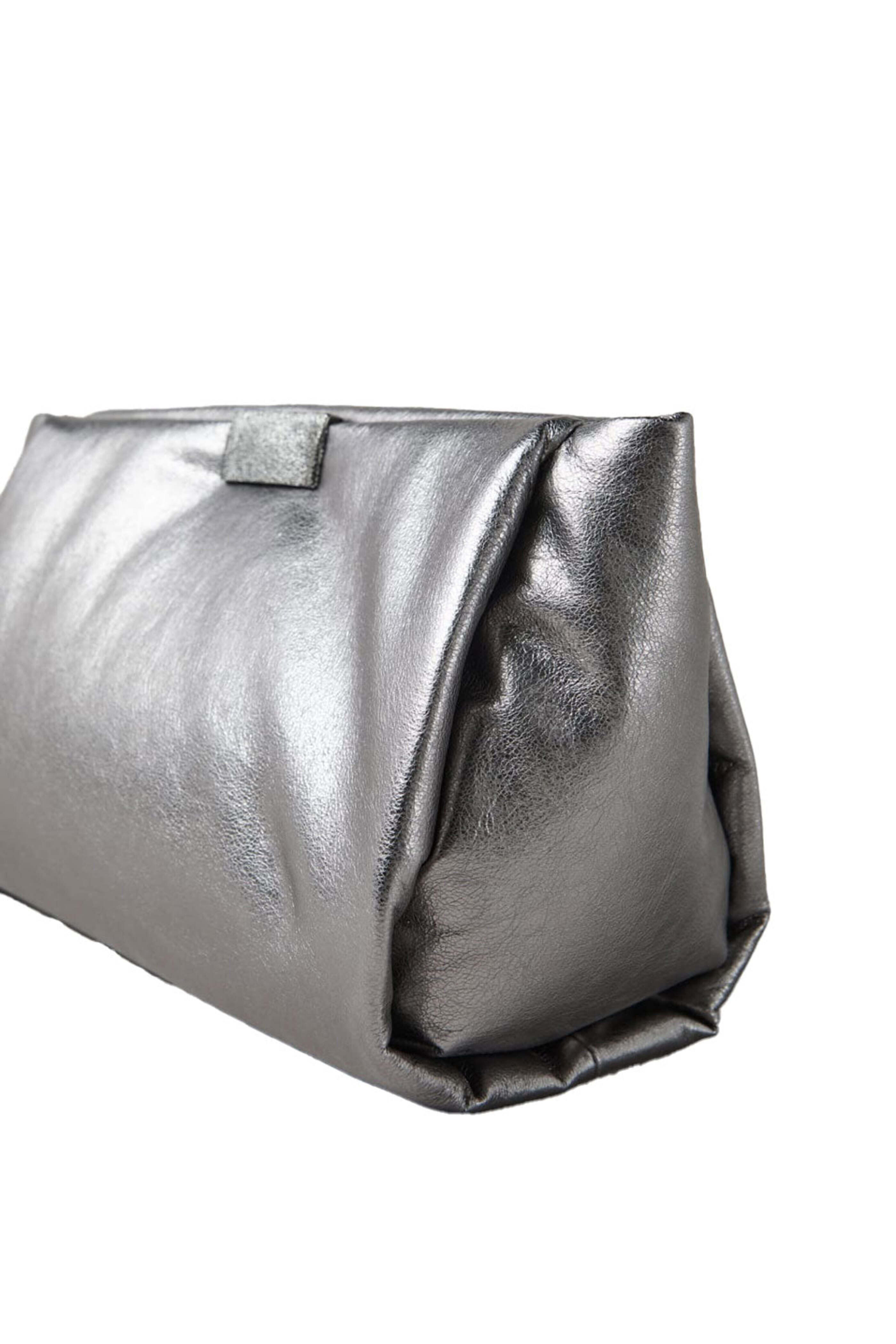 Brunello Cucinelli - Metallic Leather Clutch in Sterling Silver