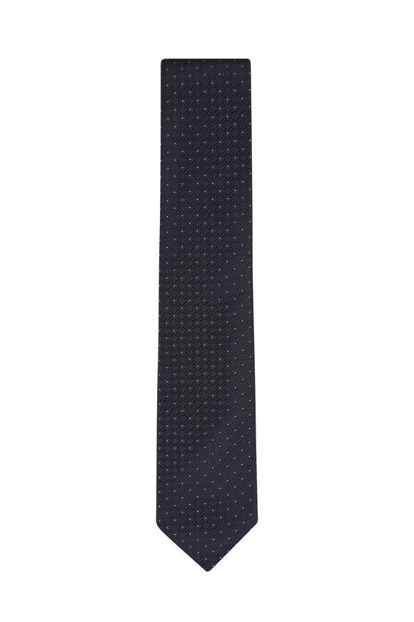 Canali Black Geometric Silk Necktie