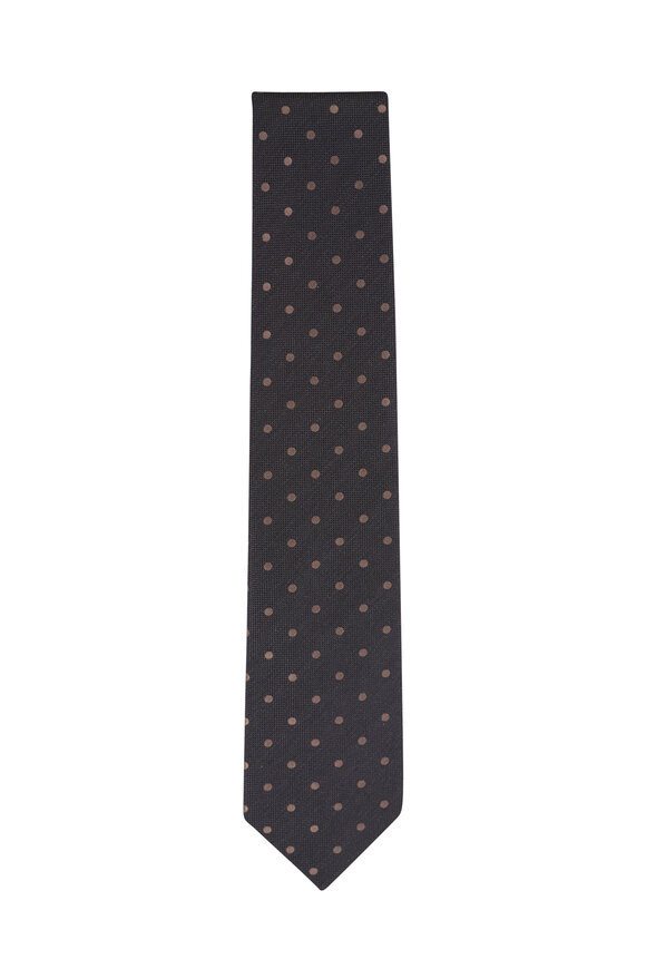 Tom Ford Brown Dot Print Silk Necktie