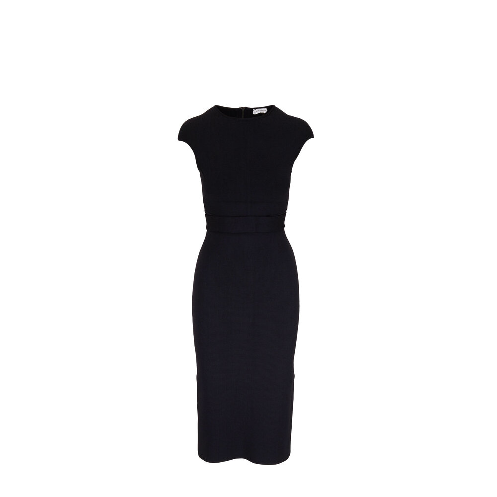 Scanlan Theodore - Black Crepe Knit Bodycon Midi Dress