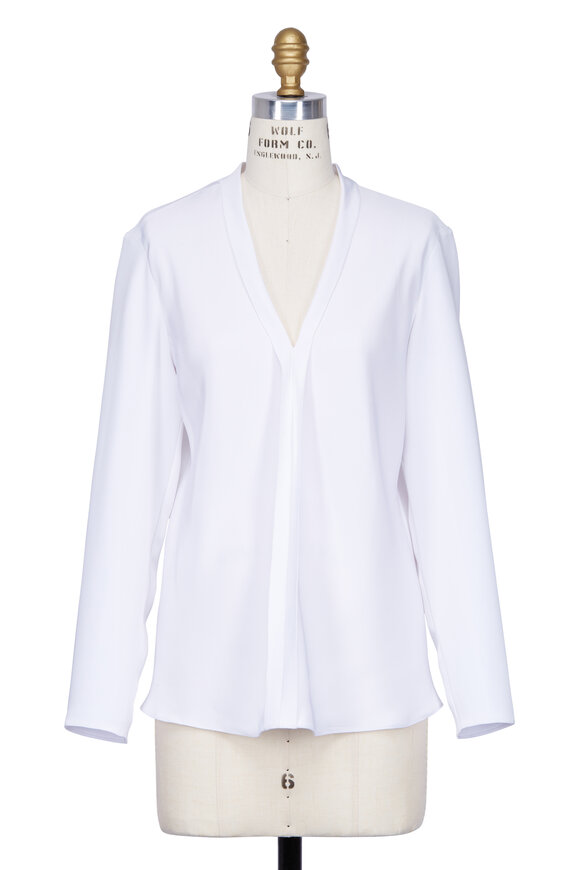 Peter Cohen - White Silk Shawl Collar Blouse 