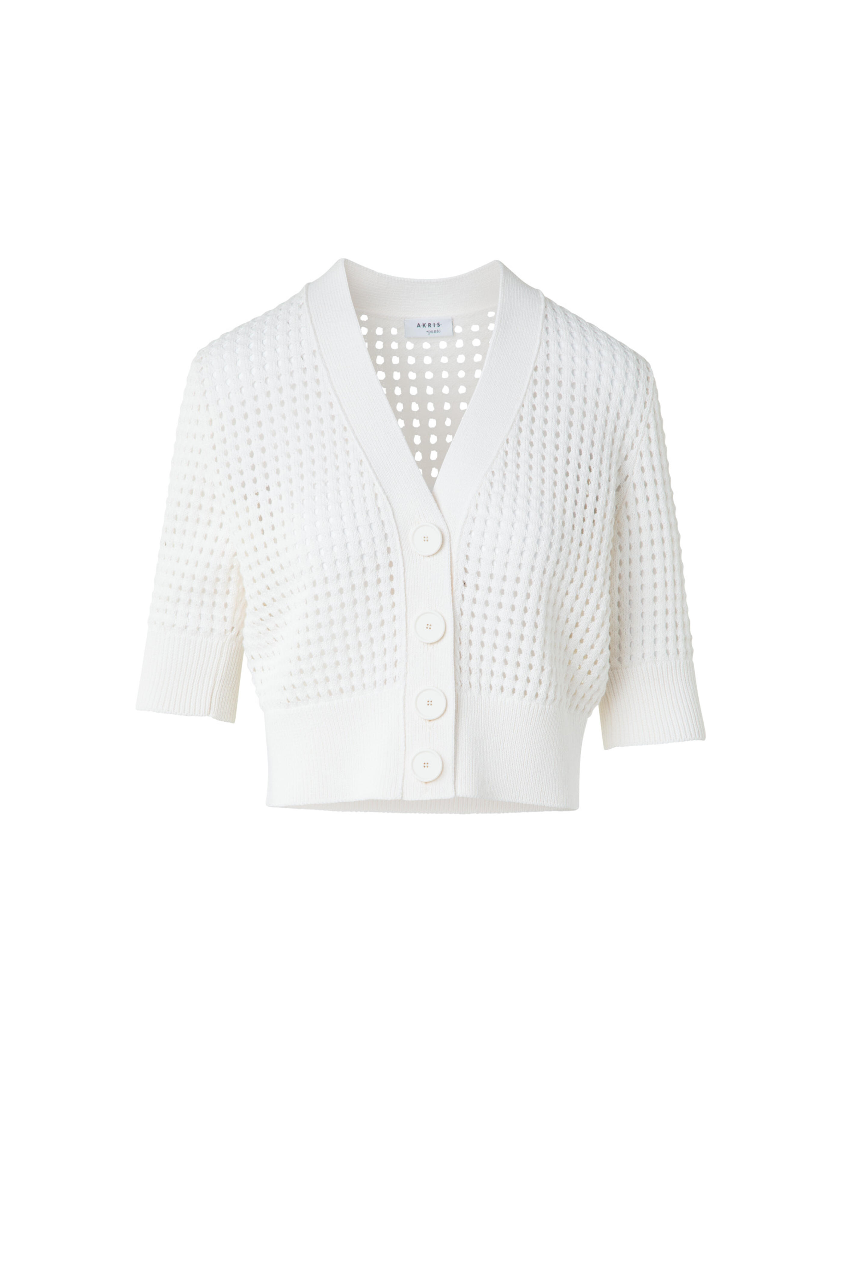 Akris Punto - Cream Volume Sleeve Sheer Knit Cardigan