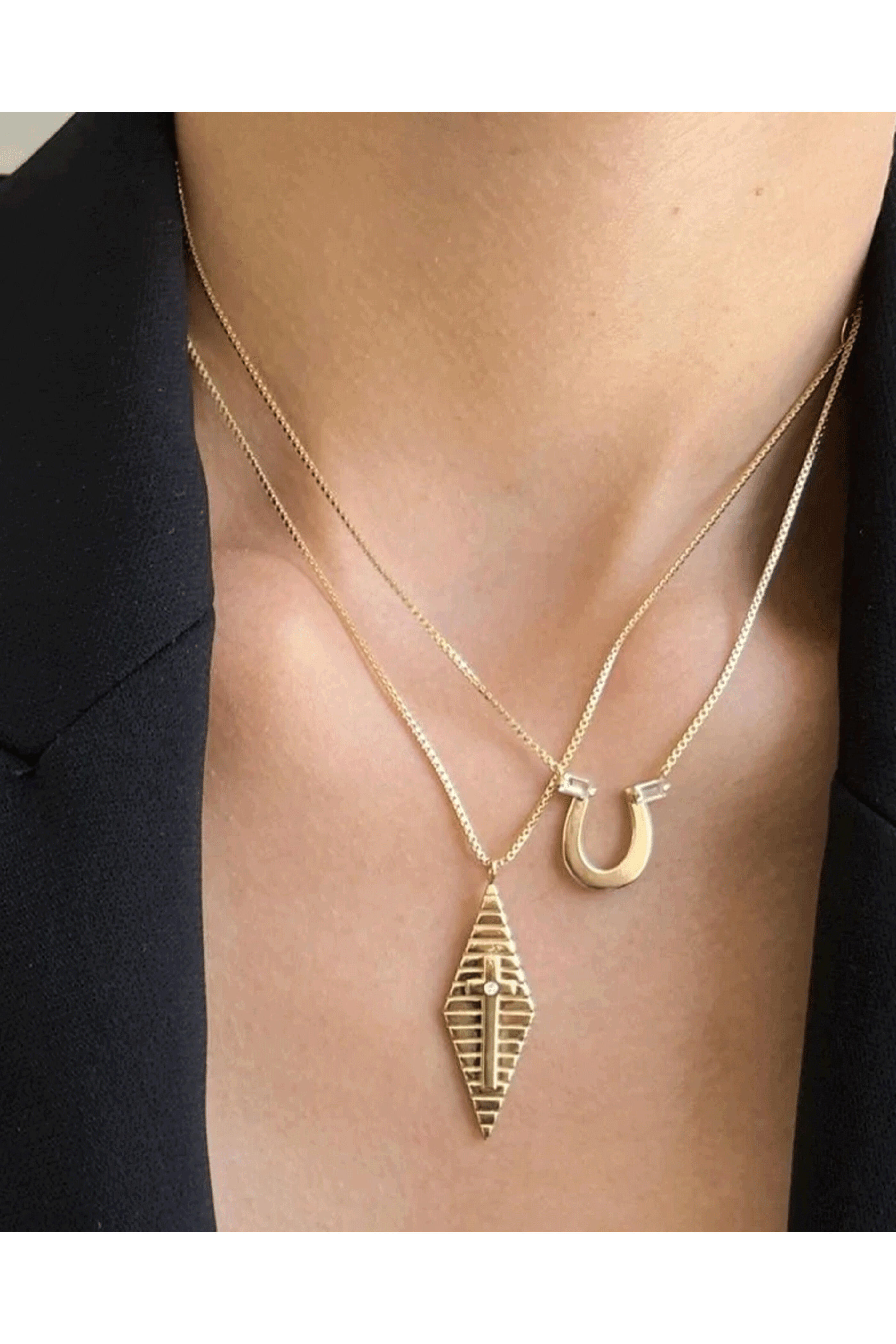 Jennifer Zeuner Jewelry - Gold Vermeil Maverick Horseshoe Pendant Necklace