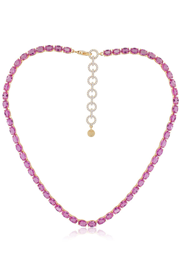 Sutra - 18K White Gold Pink Sapphire & Diamond Necklace 