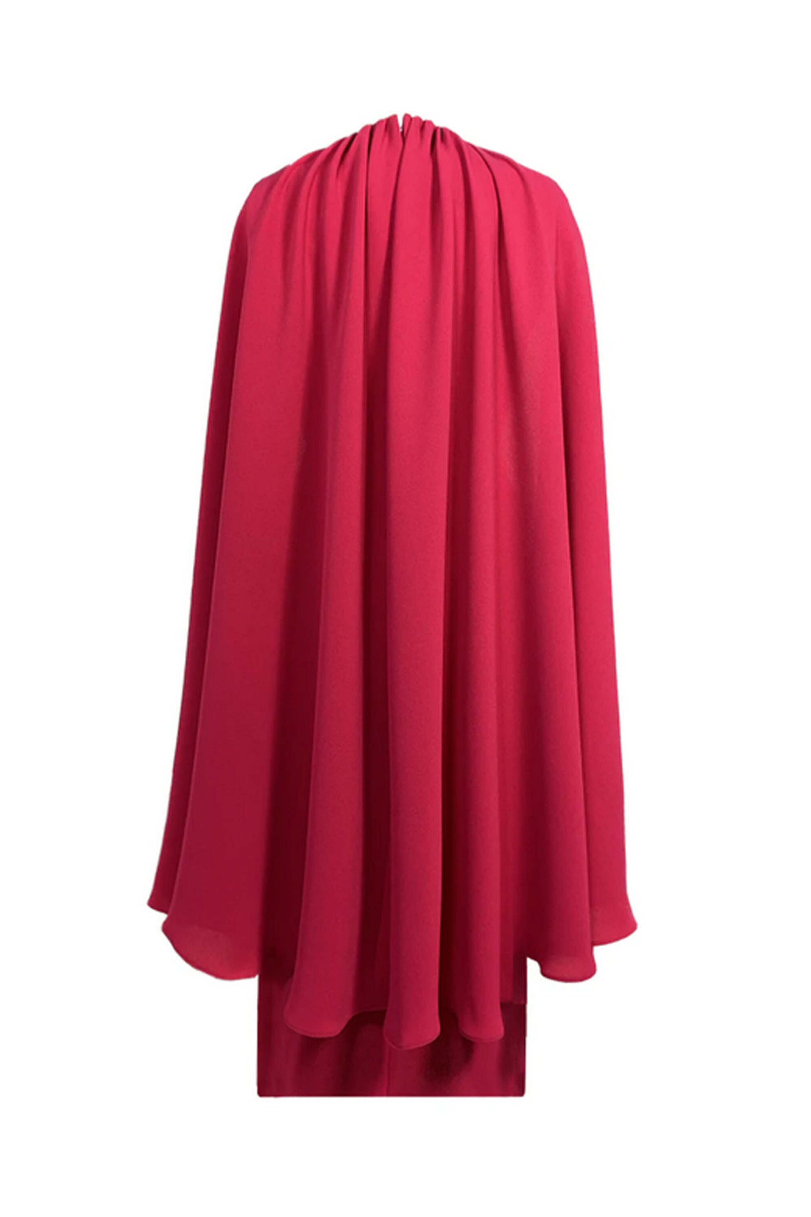 Edeline Lee - Fuchsia Mercury Belted Cape Dress