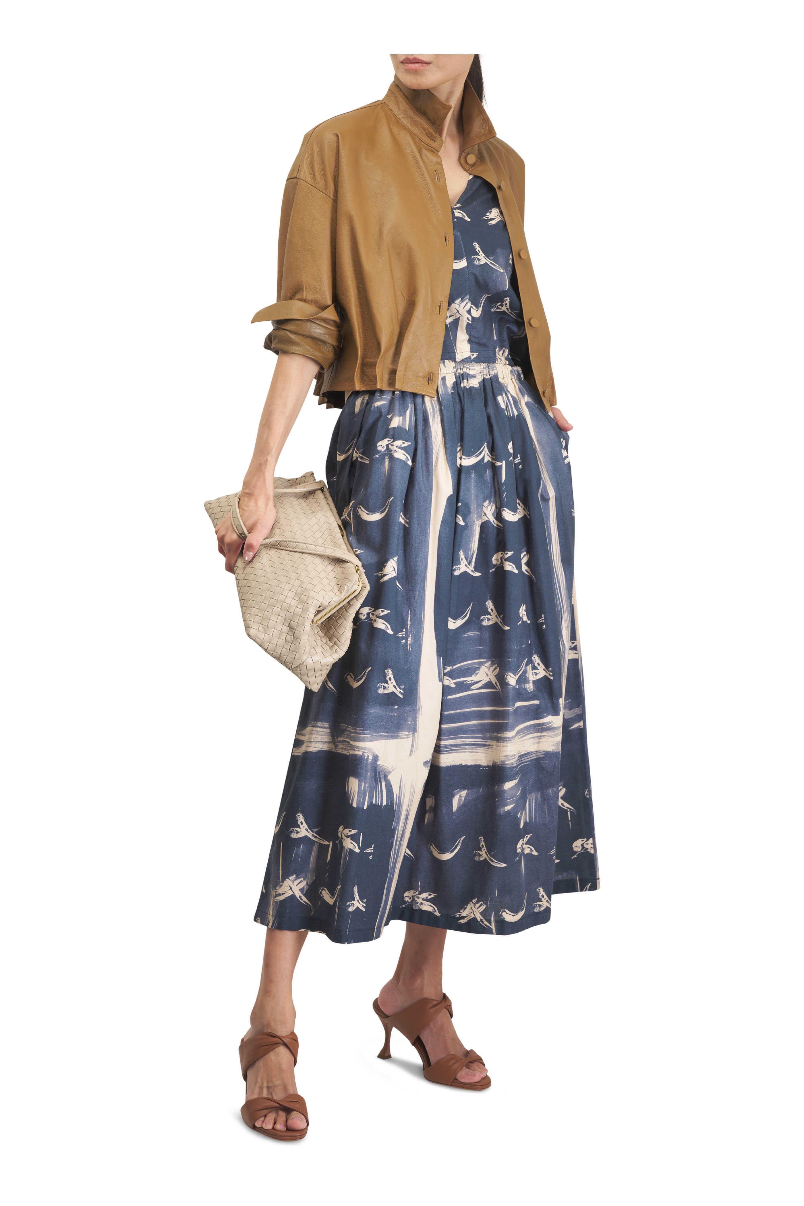 Odeeh - China Blue Chilies Print Cotton Skirt