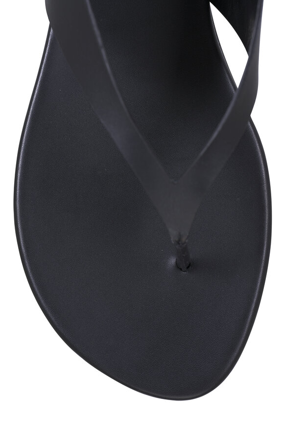 Le Monde Béryl Langley Black Leather Flat Thong Sandal - view 5