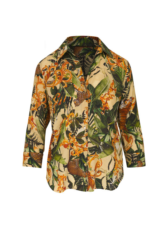 L'Agence - Camille Ecru Multi Jungle Print Blouse