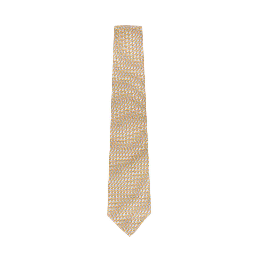 Ferragamo - Yellow Star Printed Silk Necktie | Mitchell Stores