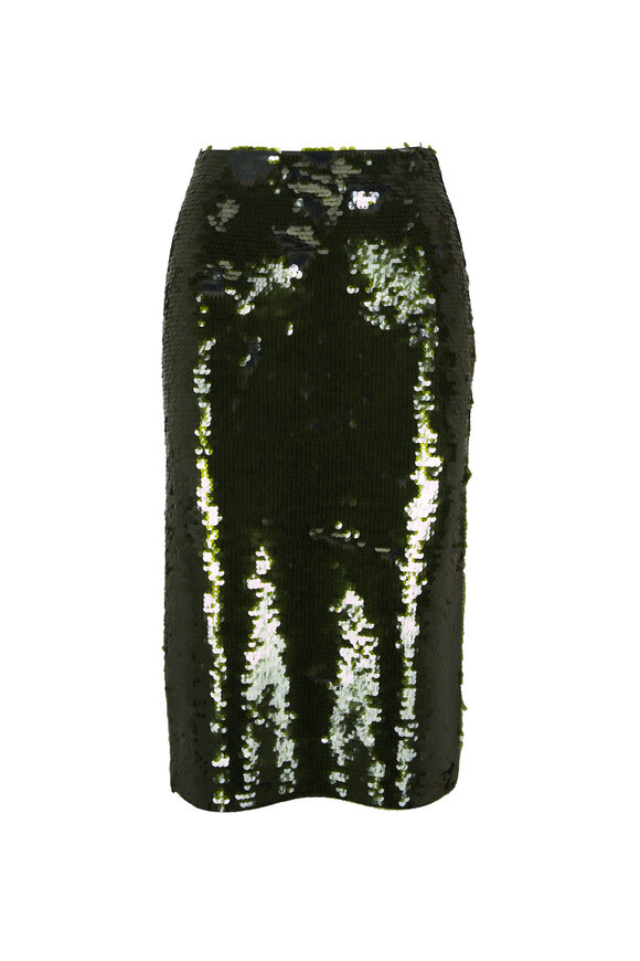 Carolina Herrera Forest Green Embellished Pencil Skirt - view 1