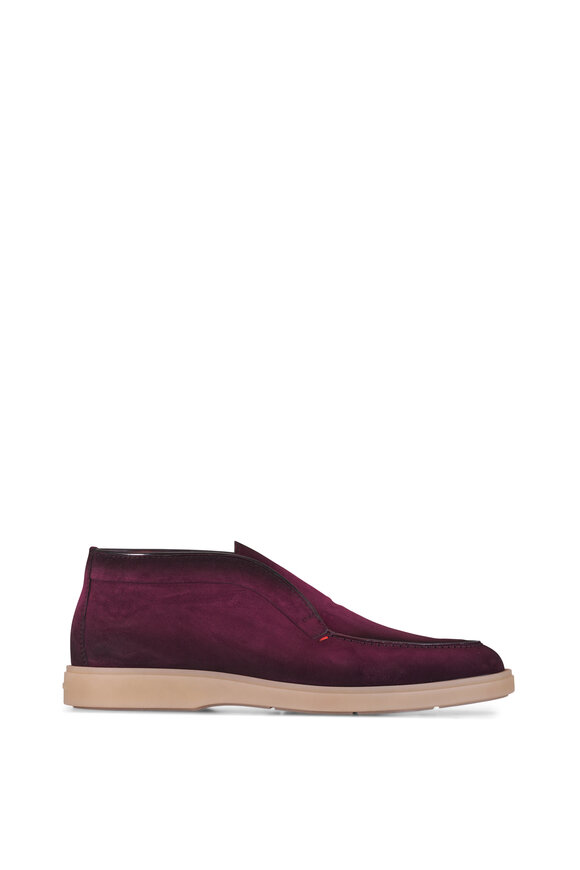 Santoni Digits Burgundy Suede Mid Top Boot - view 6
