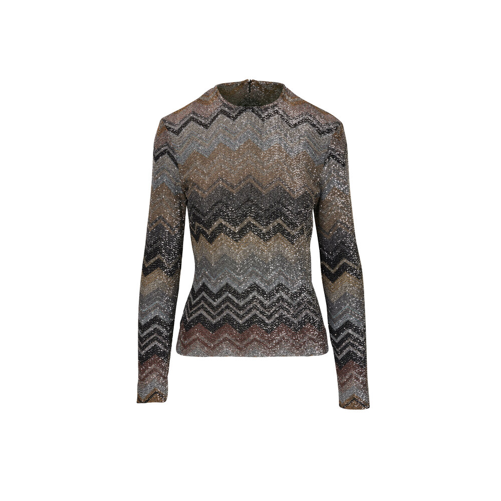 MISSONI ニット長袖トップス48 美品 ミッソーニ MISSONI ニット セーター ロングスリーブ 長袖