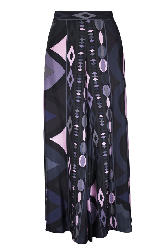 Pucci Collane Print Black Multi Silk Palazzo Pant
