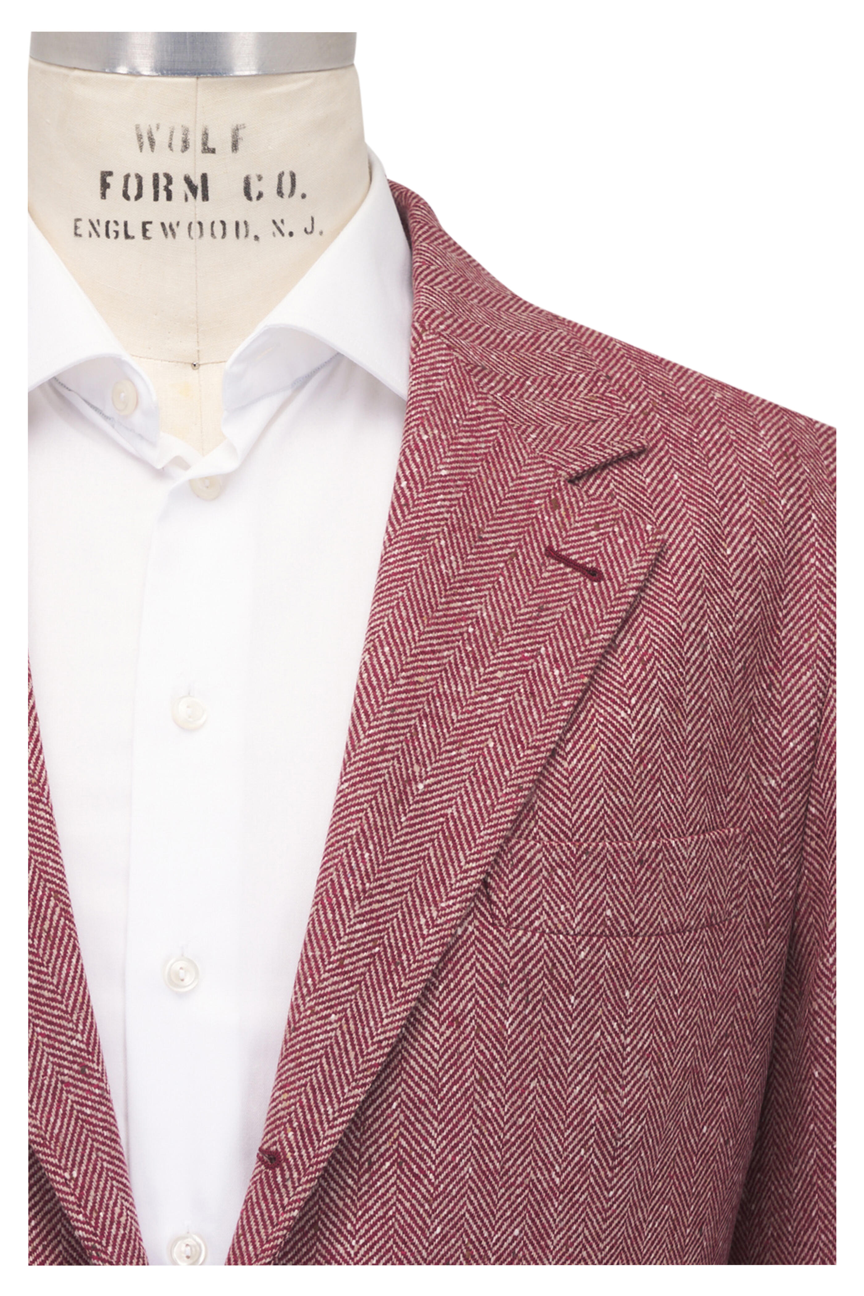 Brunello Cucinelli - Red Herringbone Wool & Cashmere Sportcoat