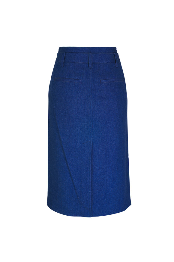 Vince -  Indigo Italian Cotton Pencil Skirt