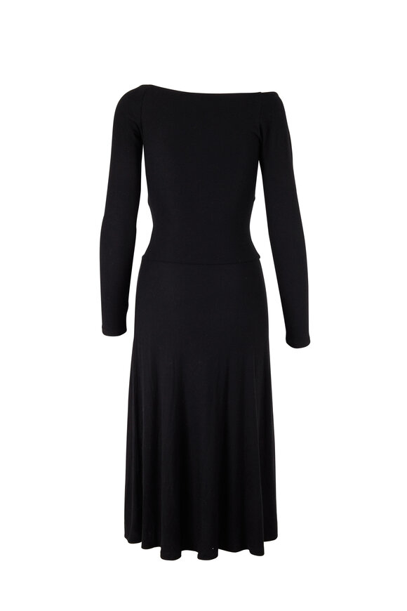 Vince - Black Off-The-Shoulder Long Sleeve Dress