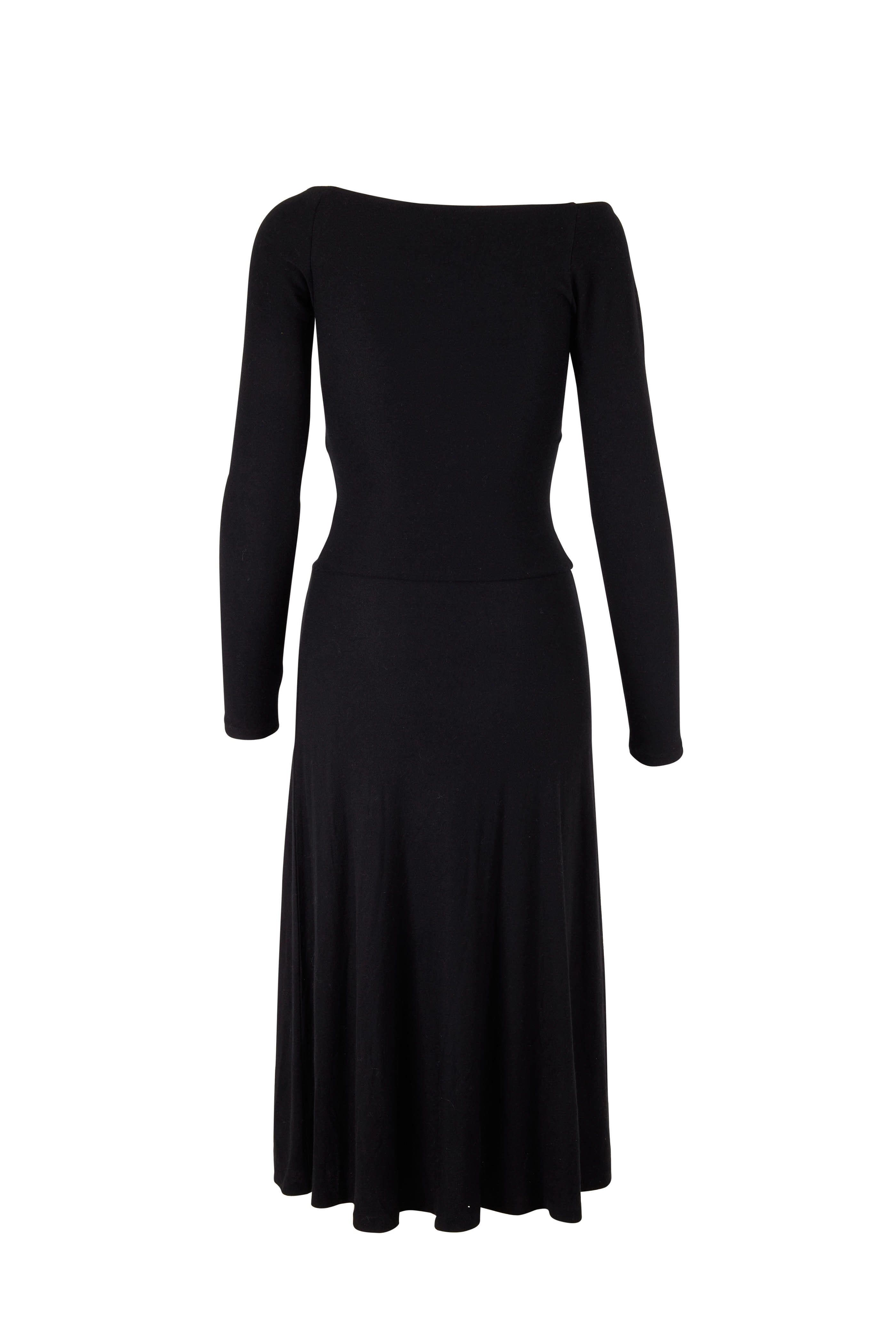 Vince - Black Off-The-Shoulder Long Sleeve Dress