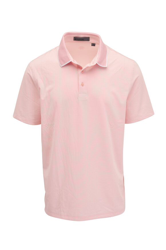 G/Fore Feeder Peach Striped Tech Jersey Polo